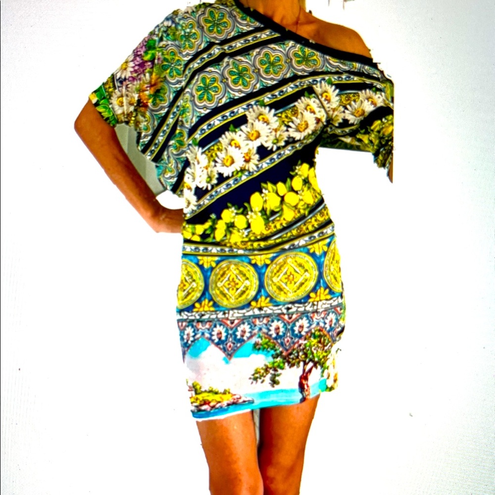 Mascara St Barths a symmetrical multicolor short dress nwot